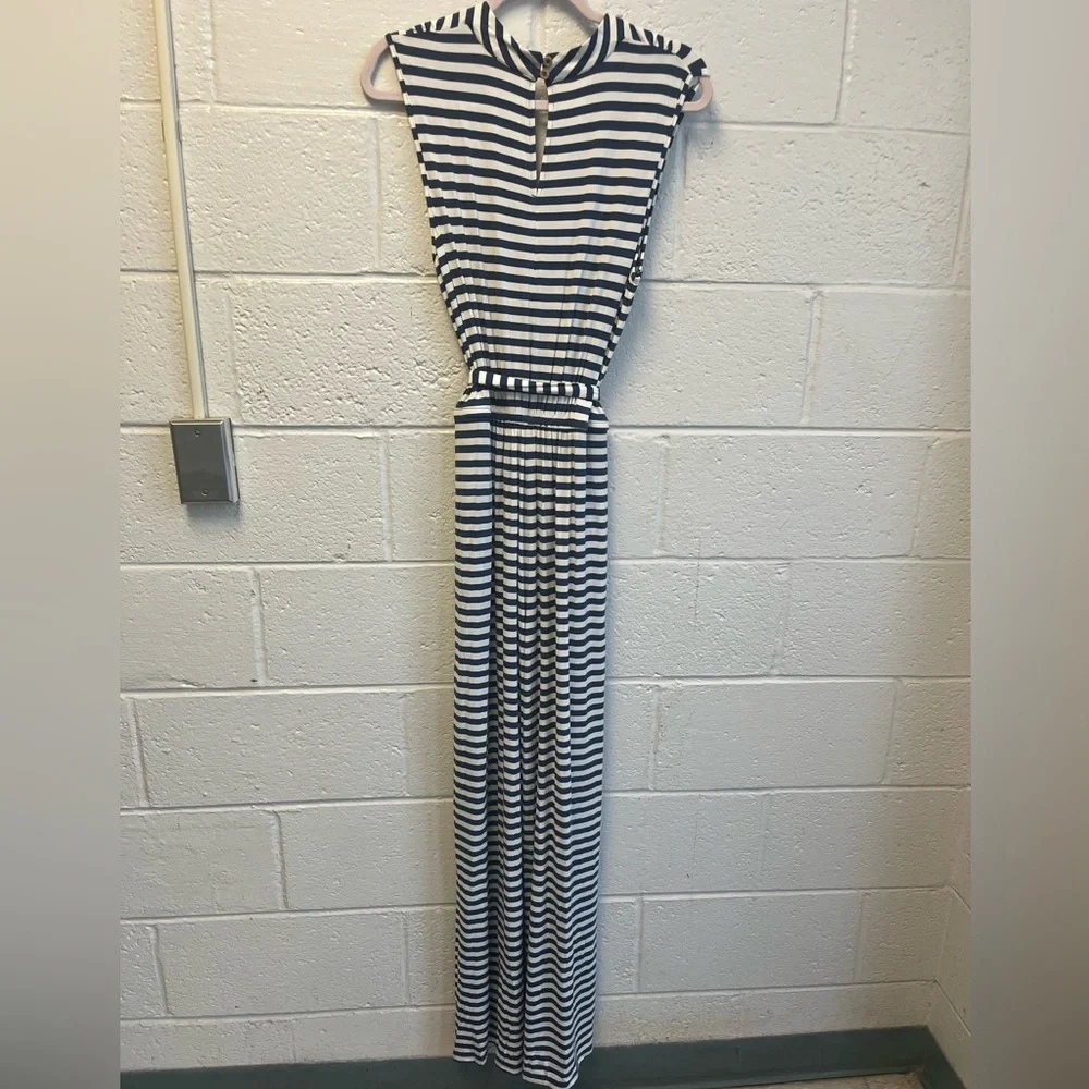 Matilda Jane Blue and White Striped Sleeveless Belted Jumpsuit Sz.‎ L